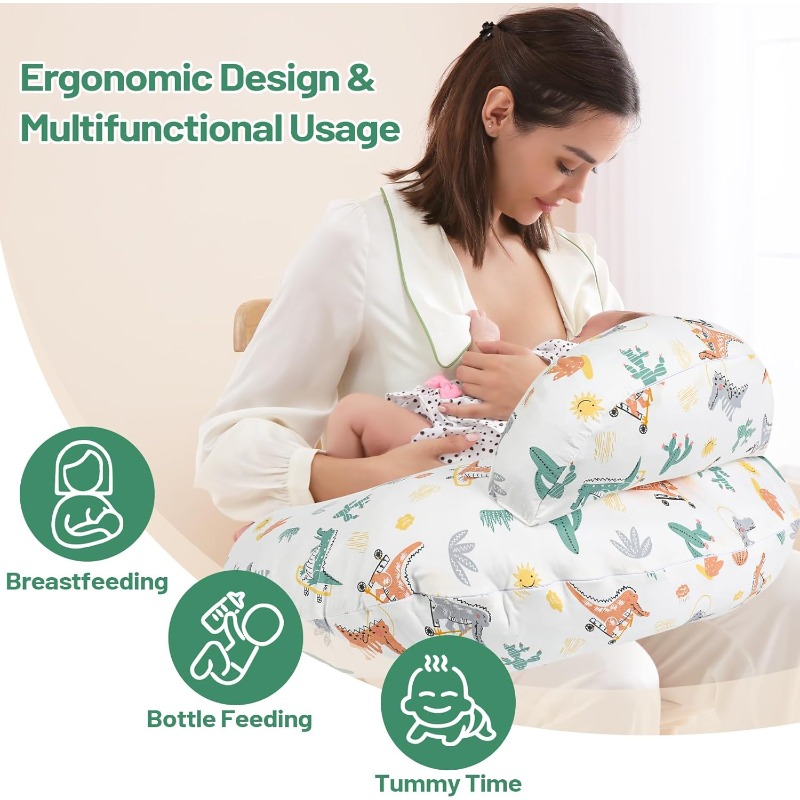 وسادة رضاعة مع غطاء مطبوع عليه - مراجعة Nursing Pillow Breastfeeding وسعره